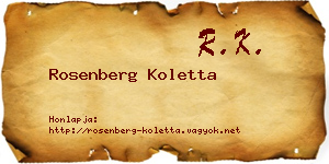 Rosenberg Koletta névjegykártya